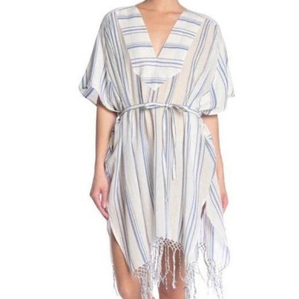 NWOT Frame Blue White Stripe Cotton Gauze Cover Up Sarong Women's One Size